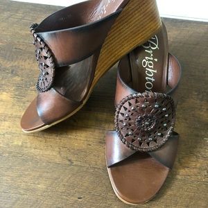 Brighton Leather Wedge Sandals